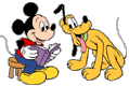 Mickey reading Pluto a story