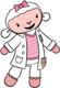 Lambie in scrubs