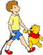 Pooh, Christopher Robin on a walk