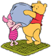 Pooh, Piglet carrying giant honey pot