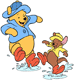 Pooh, Roo jumping in puddles