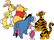 Pooh, Piglet, Eeyore, Tigger, Rabbit