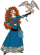 Merida with a falcon on her arm
