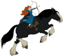 Merida riding Angus