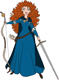 Merida with her bow and sword