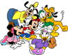 Young Mickey, Minnie, Donald, Daisy, Goofy, Pluto