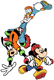 Mickey, Goofy, Donald rollerblading