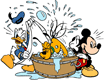 Mickey, Donald giving Pluto a bath