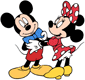 Minnie tying Mickey's bow
