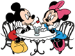 Mickey and Minnie sharing a milkshake