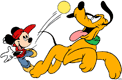 Mickey, Pluto playing ball