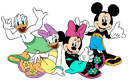 Mickey, Minnie, Donald, Daisy on the beach