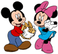 Mickey giving Minnie a gift