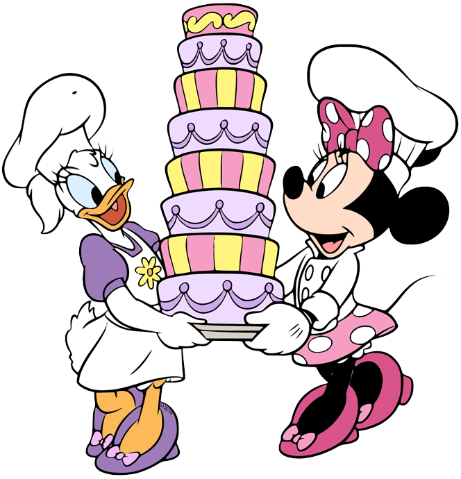 transparent images of Minnie Mouse and Daisy Duck playing videogames, ridin...