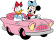 Minnie driving her car with Daisy
