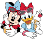 Minnie & Daisy eating ice cream