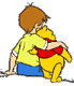 Pooh, Christopher Robin hugging