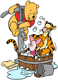 Pooh, Tigger washing Piglet
