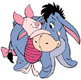 Piglet hugging Eeyore