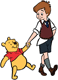 Pooh, Christopher Robin walking hand in hand