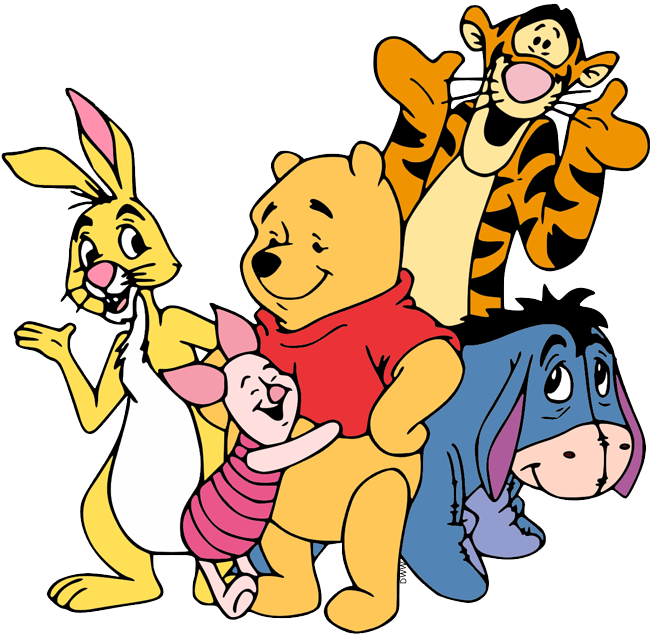 transparent images of Winnie the Pooh, Piglet, Tigger, Rabbit, Eeyore, Owl,...