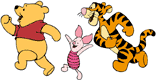 Pooh, Piglet, Tigger running