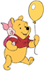 Piglet riding Pooh piggy back