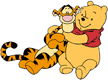 Winnie the Pooh pulling Tigger into a hug
