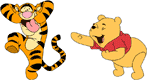 Tigger pulling faces, making Pooh laugh
