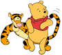 Tigger tapping Pooh on the shoulder with his tail