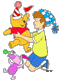 Pooh, Piglet, Christopher Robin birthday party