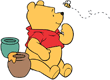 Winnie the Pooh, honey pots, bee