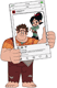 Ralph, Vanellope posing in a phone frame