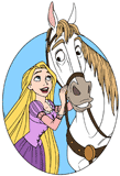 Rapunzel snuggling up to Maximus