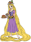 Rapunzel and Pascal ready for breakfast