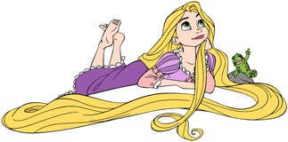 Rapunzel relaxing with Pascal
