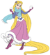 Rapunzel holding snowballs in winter