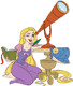 Rapunzel looking through a telescope