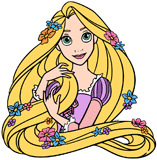 Rapunzel wielding her frying pan