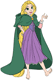 Rapunzel wearing a cloak