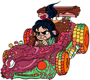 Vanellope driving her Candy Kart