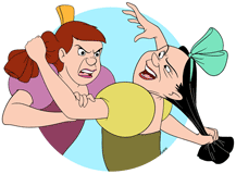 Cinderella's stepsisters Anastasia and Drizella fighting