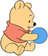 Baby Pooh playing with a ball