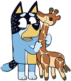 Bandit with a stuffed giraffe