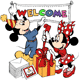 Mickey, Minnie putting up decorations