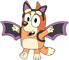 Bingo wearing a bat costume