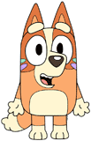 Bingo wearing colorful zinc sunscreen