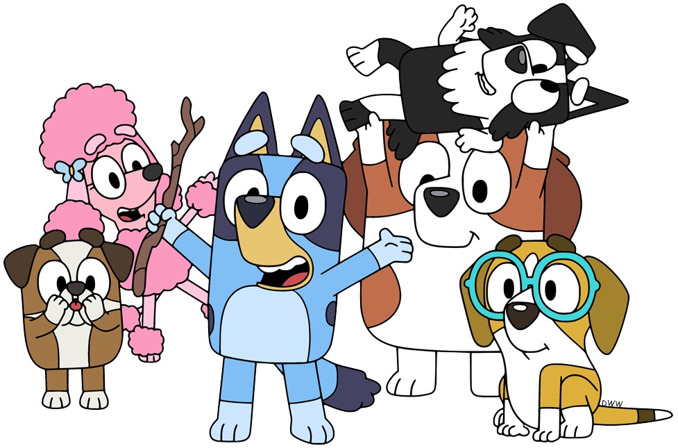 Bluey and friends posing together