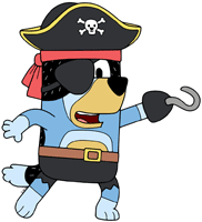 Bandit wearing a pirate costume for Halloween