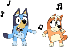 Bluey and Bingo dancing